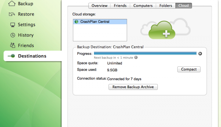 CrashPlan Mac OS X Online Backup