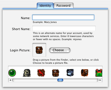 icons in Mac OS X user panel